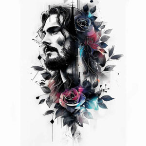 jesus tattoo design ideas precise gradient holy figure symbolising endurance