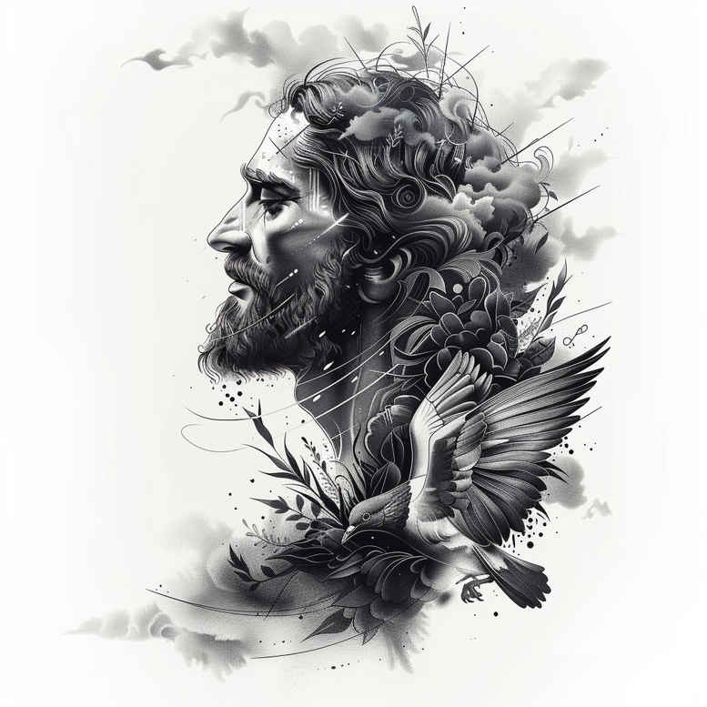 jesus tattoo design ideas natural finish holy figure symbolising resilience