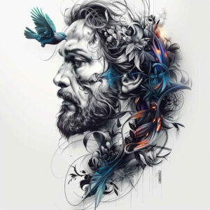 jesus tattoo design ideas full detail light for upper arm