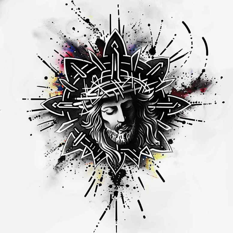 jesus tattoo design ideas tactile shading prayerful for nape