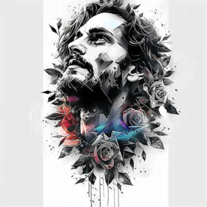 jesus tattoo design ideas hyper-realistic prayerful represents determination