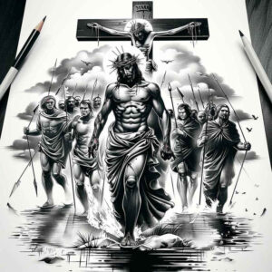 jesus tattoo design ideas Realism full detail religious for shoulder blade