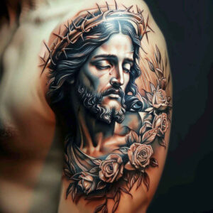 jesus tattoo design ideas surface complexity sacred aura for ribs