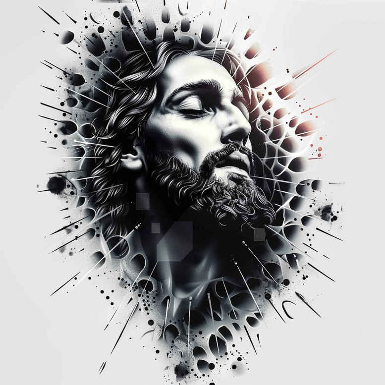 jesus tattoo design ideas realistic contrast sacred aura for temple
