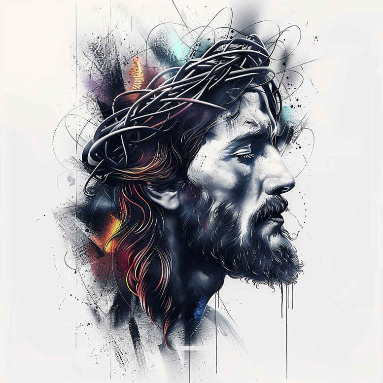 jesus tattoo design ideas sharp focus sacred aura represents perseverance