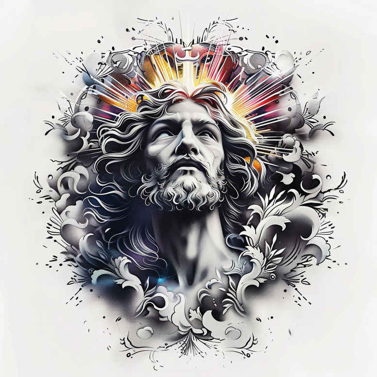 jesus tattoo design ideas Surrealism fantastical sacred for upper arm