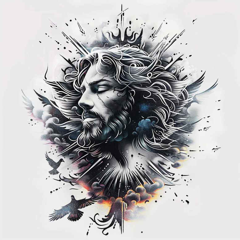 jesus tattoo design ideas depth of field sacred imagery for back of neck