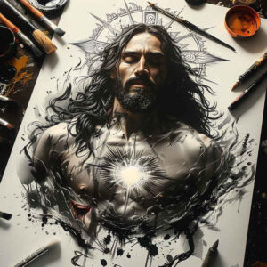 jesus tattoo design ideas bold motifs sacred symbols for lower thigh