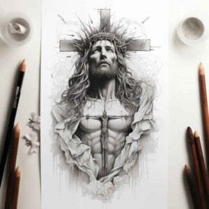 jesus tattoo design ideas realistic wrinkles sacred symbols meaning perseverance