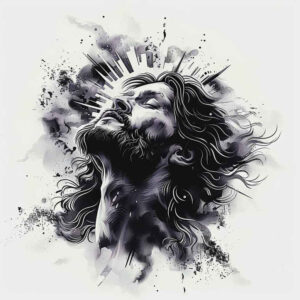 jesus tattoo design ideas mirrored effect sacred tattoo for back shoulder