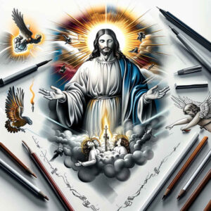 jesus tattoo design ideas highlighted contrast sacred tattoo for lower chest