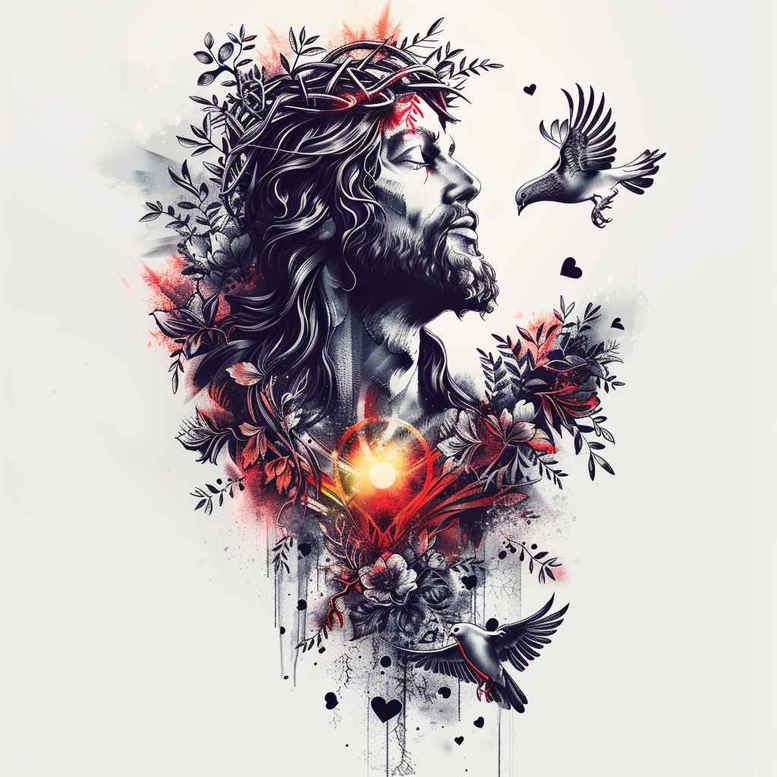 jesus tattoo design ideas photorealistic drawing sacrifice for inner arm