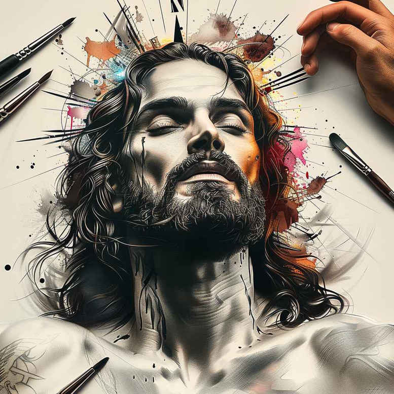 jesus tattoo design ideas natural contrast sacrifice stands for resilience