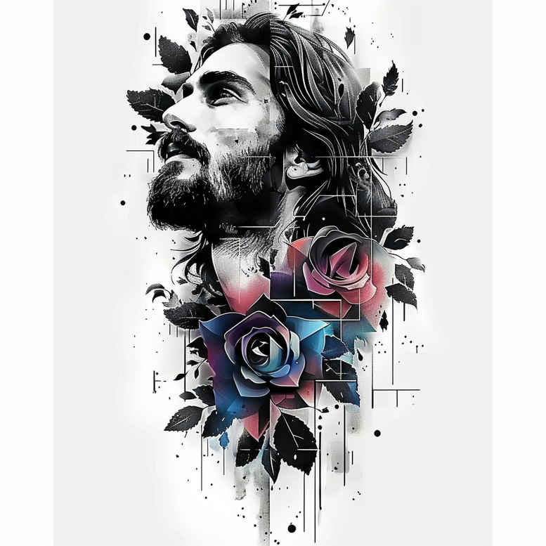 jesus tattoo design ideas Realism light play sacrifice symbol of perseverance