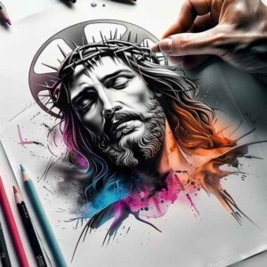 jesus tattoo design ideas tonal depth salvation symbol of strength