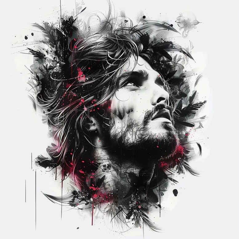 jesus tattoo design ideas AI-generated realism spiritual light shows determination