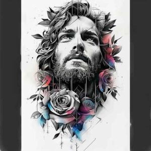 jesus tattoo design ideas mirrored effect spiritual power for lower back