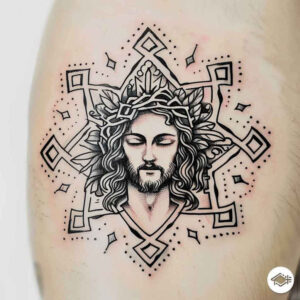 jesus tattoo design ideas high-key spiritual strength shows strength