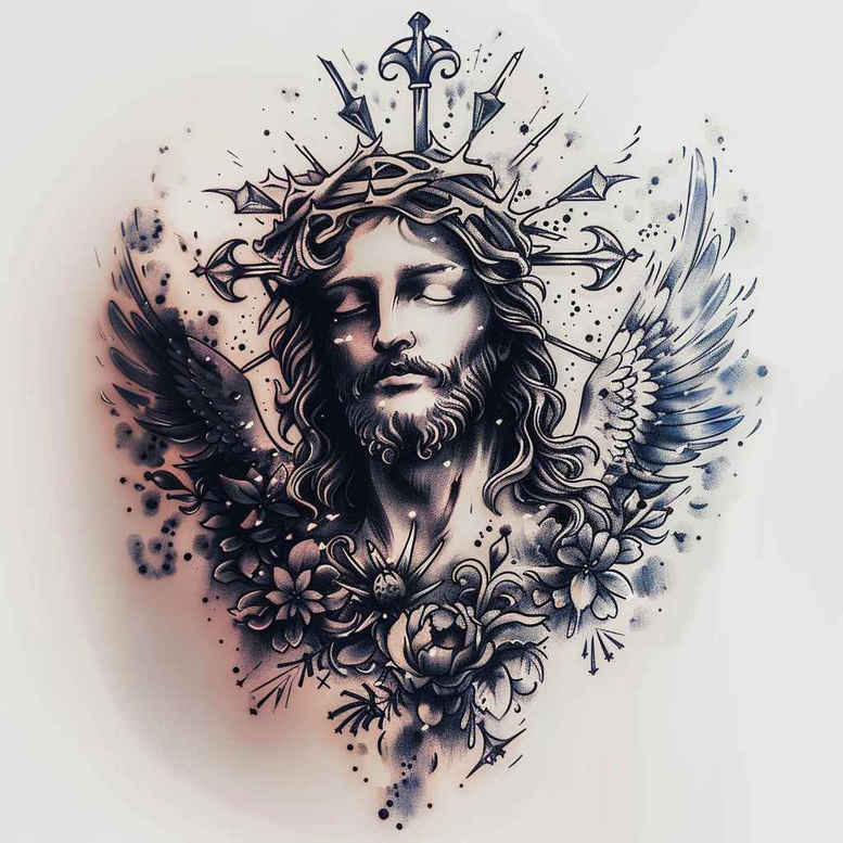 jesus tattoo design ideas blended gradients symbolic meaning courage