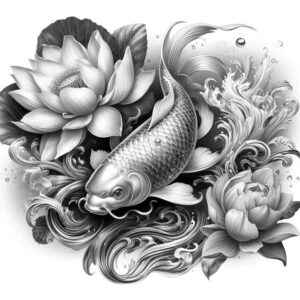 koi-with-scales-realism-focal-blur-for-calf – tattoo design ideas free ai generated – Gallery: koi-fish-inkby-ai