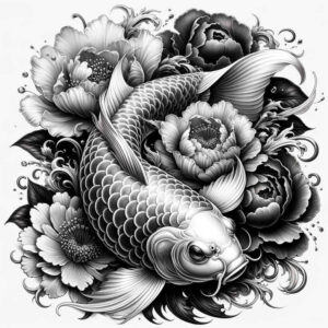koi-with-ornament-realism-contrast-ink-for-thigh – tattoo design ideas free ai generated – Gallery: koi-fish-inkby-ai