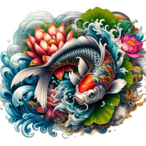 koi-with-shadows-surrealism-distorted-perspective-for-biceps – tattoo design ideas free ai generated – Gallery: koi-fish-inkby-ai