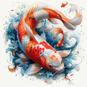 koi-with-waves-surrealism-visionary-for-heel – tattoo design ideas free ai generated – Gallery: koi-fish-inkby-ai