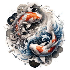 koi-with-ornamental-detail-surrealism-impossible-forms-for-calf – tattoo design ideas free ai generated – Gallery: koi-fish-inkby-ai