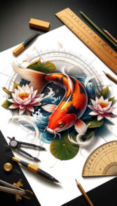 koi-with-waves-and-drops-realism-detail-accuracy-for-wrist-side – tattoo design ideas free ai generated – Gallery: koi-fish-inkby-ai