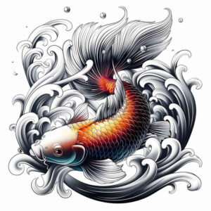 koi-in-japanese-style-realism-hyper-detail-for-sternum – tattoo design ideas free ai generated – Gallery: koi-fish-inkby-ai