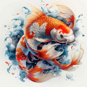 koi-with-waves-surrealism-psychedelic-for-calf – tattoo design ideas free ai generated – Gallery: koi-fish-inkby-ai