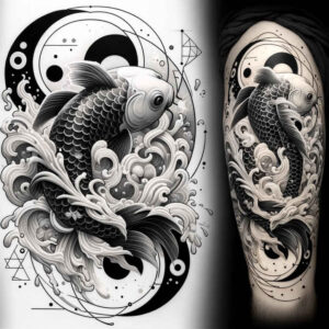 koi-with-organic-line-realism-blended-gradients-for-fingers – tattoo design ideas free ai generated – Gallery: koi-fish-inkby-ai