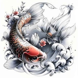 koi-with-flowers-realism-depth-realism-for-lower-thigh – tattoo design ideas free ai generated – Gallery: koi-fish-inkby-ai