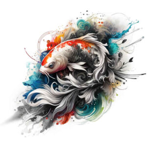 koi-fish tattoo design ideas Realism inner glow aquatic symbolising resilience