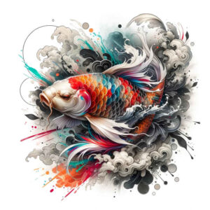 koi-fish tattoo design ideas Realism micro detail colorful for lower arm