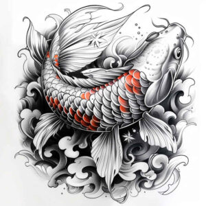 koi-fish tattoo design ideas Realism perfect proportions delicate meaning courage