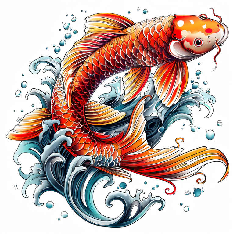 koi-fish tattoo design ideas Surrealism whimsical flowing stands for perseverance