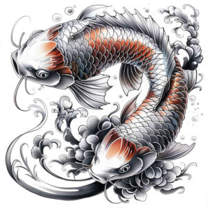 koi-fish tattoo design ideas Realism color precision flowing water for hand