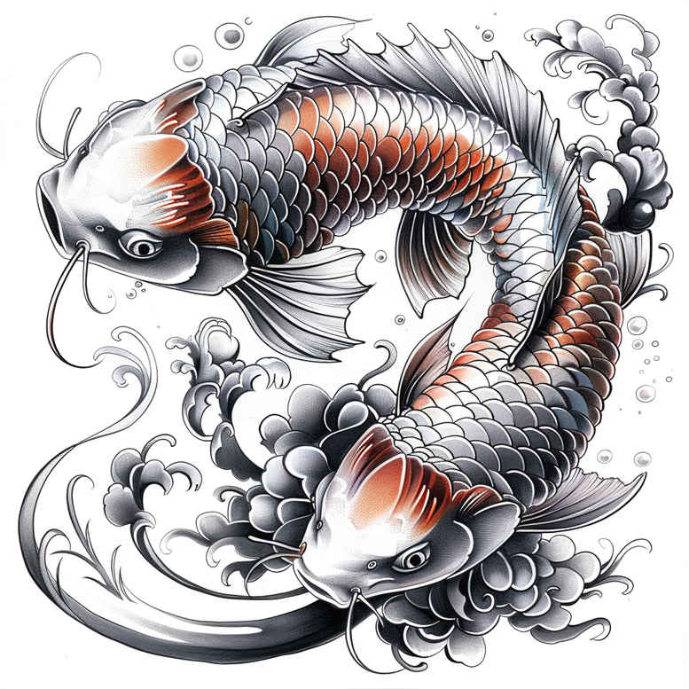 koi-fish tattoo design ideas Realism color precision flowing water for hand