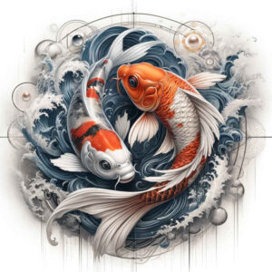 koi-fish tattoo design ideas dramatic lighting flowing water for side torso