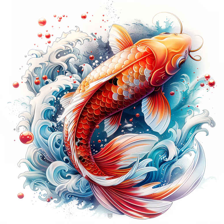 koi-fish tattoo design ideas 3D-rendered prosperity embodying endurance