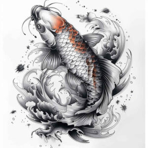 koi-fish tattoo design ideas Surrealism imaginative swimming for thigh