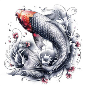 koi-fish tattoo design ideas classic composition traditional for calf