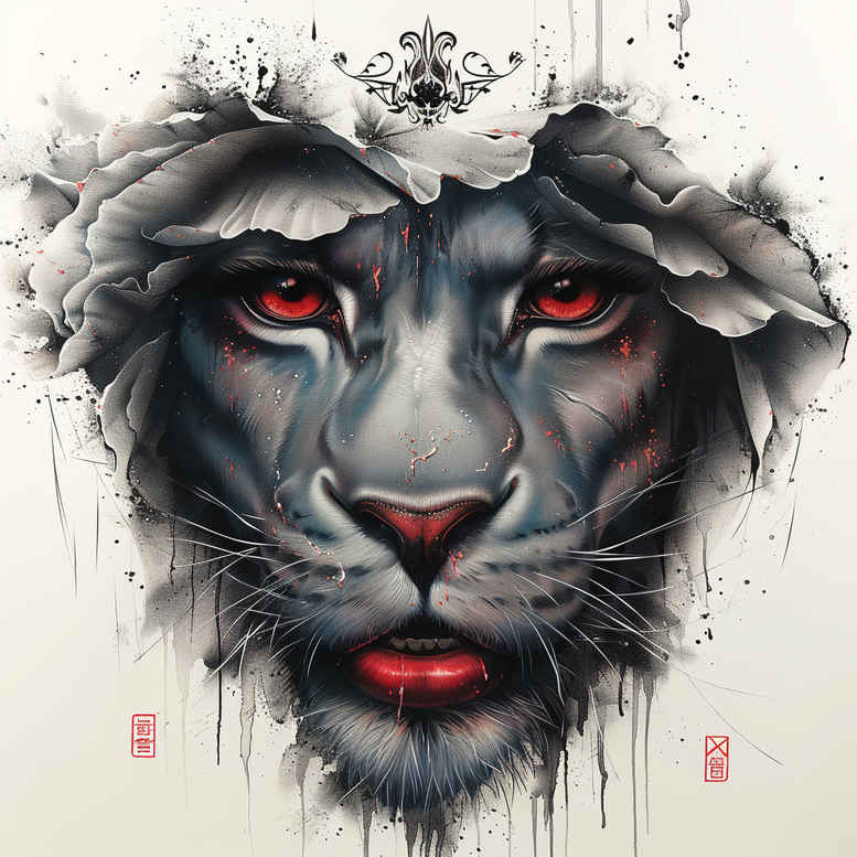 artistic-lion – tattoo design ideas free ai generated – realism-textured-skin – for-calf – Gallery: lions-inkby-ai
