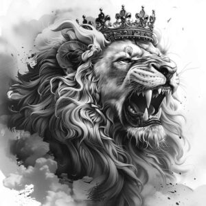 artistic-lion – tattoo design ideas free ai generated – surrealism-otherworldly – for-heel – Gallery: lions-inkby-ai