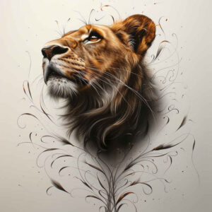 dynamic-lion – tattoo design ideas free ai generated – neotraditional-precise-lines – for-hand – Gallery: lions-inkby-ai