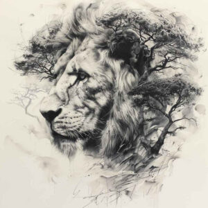 dynamic-lion – tattoo design ideas free ai generated – surrealism-abstract-forms – for-palm – Gallery: lions-inkby-ai