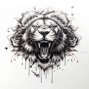 geometric-lion – tattoo design ideas free ai generated – realism-living-skin – for-back-of-neck – Gallery: lions-inkby-ai