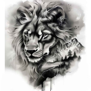 geometric-lion – tattoo design ideas free ai generated – realism-visual-accuracy – for-inner-arm – Gallery: lions-inkby-ai