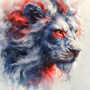 geometric-lion – tattoo design ideas free ai generated – surrealism-illusionary – for-lower-thigh – Gallery: lions-inkby-ai